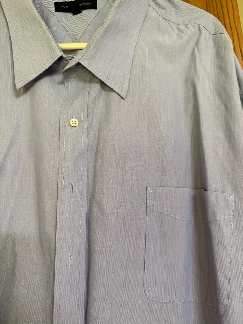 Tommy Hilfiger Pale Blue Men's Dress Shirt with Chest Pocket